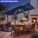 10 FT Cantilever Patio Umbrella with Solar LED Lights & Base by LJGDeals