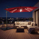 10 FT Cantilever Patio Umbrella with Solar LED Lights & Base by LJGDeals