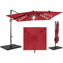 10 FT Cantilever Patio Umbrella with Solar LED Lights & Base by LJGDeals