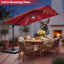 10 FT Cantilever Patio Umbrella with Solar LED Lights & Base by LJGDeals