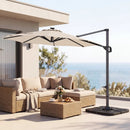 10 FT Cantilever Patio Umbrella with Solar LED Lights & Base by LJGDeals