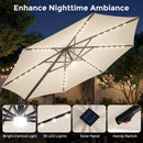 10 FT Cantilever Patio Umbrella with Solar LED Lights & Base by LJGDeals