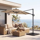 10 FT Cantilever Patio Umbrella with Solar LED Lights & Base by LJGDeals