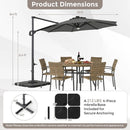 10 FT Cantilever Patio Umbrella with Solar LED Lights & Base by DirectDeals