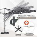 10 FT Cantilever Patio Umbrella with Solar LED Lights & Base by LJGDeals