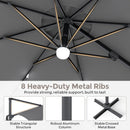 10 FT Cantilever Patio Umbrella with Solar LED Lights & Base by DirectDeals