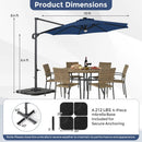 10 FT Cantilever Patio Umbrella with Solar LED Lights & Base by DirectDeals