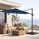 10 FT Cantilever Patio Umbrella with Solar LED Lights & Base by DirectDeals