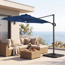 10 FT Cantilever Patio Umbrella with Solar LED Lights & Base by LJGDeals