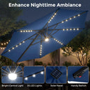 10 FT Cantilever Patio Umbrella with Solar LED Lights & Base by LJGDeals