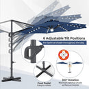 10 FT Cantilever Patio Umbrella with Solar LED Lights & Base by DirectDeals