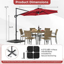 10 FT Cantilever Patio Umbrella with Solar LED Lights & Base by LJGDeals