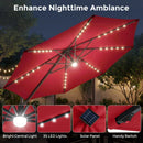 10 FT Cantilever Patio Umbrella with Solar LED Lights & Base by LJGDeals