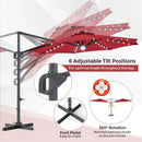 10 FT Cantilever Patio Umbrella with Solar LED Lights & Base by LJGDeals