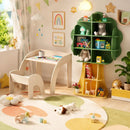 Kids Table and Chair Set with Tree Bookshelf Organizer by LJGDeals