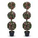 Artificial Triple Ball Rose Topiary Tree 43.5" - Set of 2 by DirectDeals