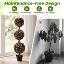 Artificial Triple Ball Rose Topiary Tree 43.5" - Set of 2 by LJGDeals