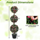 Artificial Triple Ball Rose Topiary Tree 43.5" - Set of 2 by LJGDeals