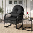 Outdoor Wicker Rocking Chair with Cushions and Anti-Tip Stoppers by LJGDeals