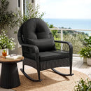 Outdoor Wicker Rocking Chair with Cushions and Anti-Tip Stoppers by LJGDeals