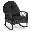 Outdoor Wicker Rocking Chair with Cushions and Anti-Tip Stoppers by LJGDeals
