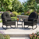 Outdoor Wicker Rocking Chair with Cushions and Anti-Tip Stoppers by LJGDeals