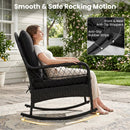 Outdoor Wicker Rocking Chair with Cushions and Anti-Tip Stoppers by LJGDeals