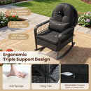 Outdoor Wicker Rocking Chair with Cushions and Anti-Tip Stoppers by LJGDeals