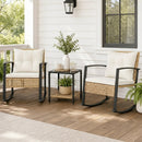 3-Piece Rattan Patio Conversation Set with Rocking Chairs by LJGDeals