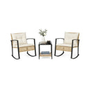 3-Piece Rattan Patio Conversation Set with Rocking Chairs by LJGDeals