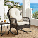 Outdoor Wicker Rocking Chair with Cushions - 400 LBS Capacity by LJGDeals