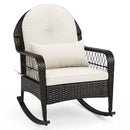 Outdoor Wicker Rocking Chair with Cushions - 400 LBS Capacity by LJGDeals