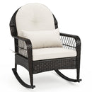 Outdoor Wicker Rocking Chair with Cushions - 400 LBS Capacity