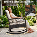 Outdoor Wicker Rocking Chair with Cushions - 400 LBS Capacity by LJGDeals