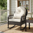 Outdoor Wicker Rocking Chair with Cushions - 400 LBS Capacity by LJGDeals