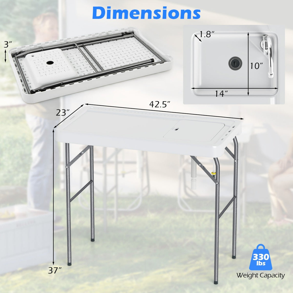 Folding Fish Cleaning Table with Sink and Rotatable Faucet, photo 4 of 8