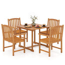 5-Piece Acacia Wood Patio Dining Set for 4 with Umbrella Hole