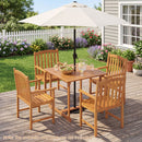 5-Piece Acacia Wood Patio Dining Set for 4 with Umbrella Hole