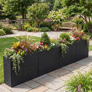 Raised Garden Bed Set of 2 with PE Rattan Wicker & Liner