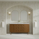 James Martin Laurent 60" Dual Mount Double Bathroom Vanity, Honey Oak