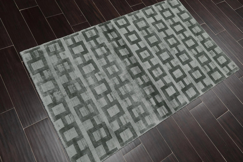 3' x 5' Handmade Art Silk Loop & Cut Pile Oriental Area Rug Contemporary Slate