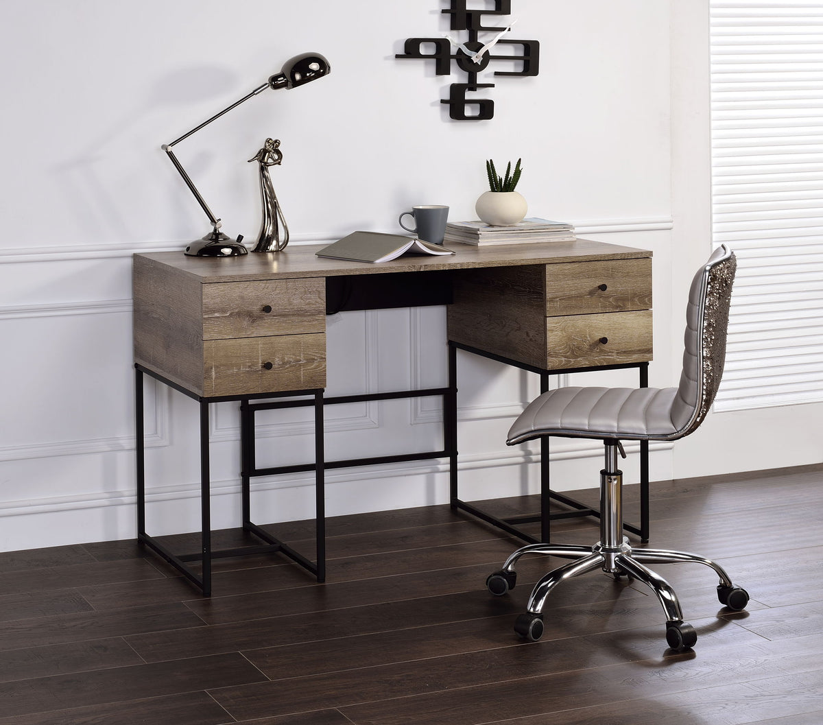 Desirre Writing Desk With USB Port - Oak