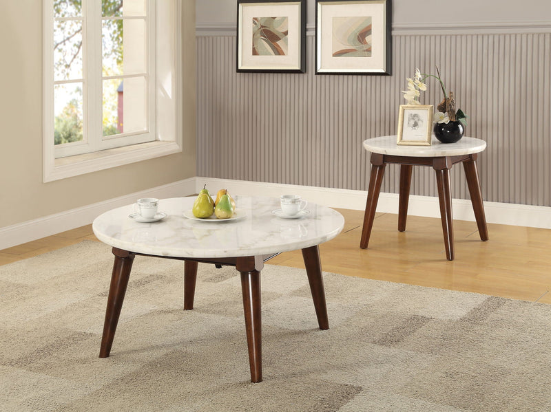 Gasha Coffee Table - White Marble / Walnut, photo 2 of 4