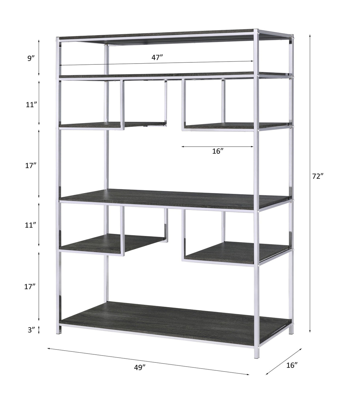 Vonara - Bookshelf - Chrome / Gray / Oak, photo 2 of 4