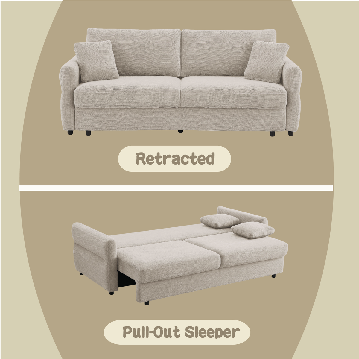 Haran Fabric Pull-Out Sleeper with Storage, photo 3 of 14