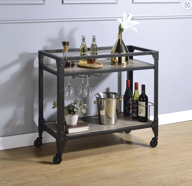 Jorgensen Serving Cart - Rustic Oak / Charcoal, photo 2 of 4