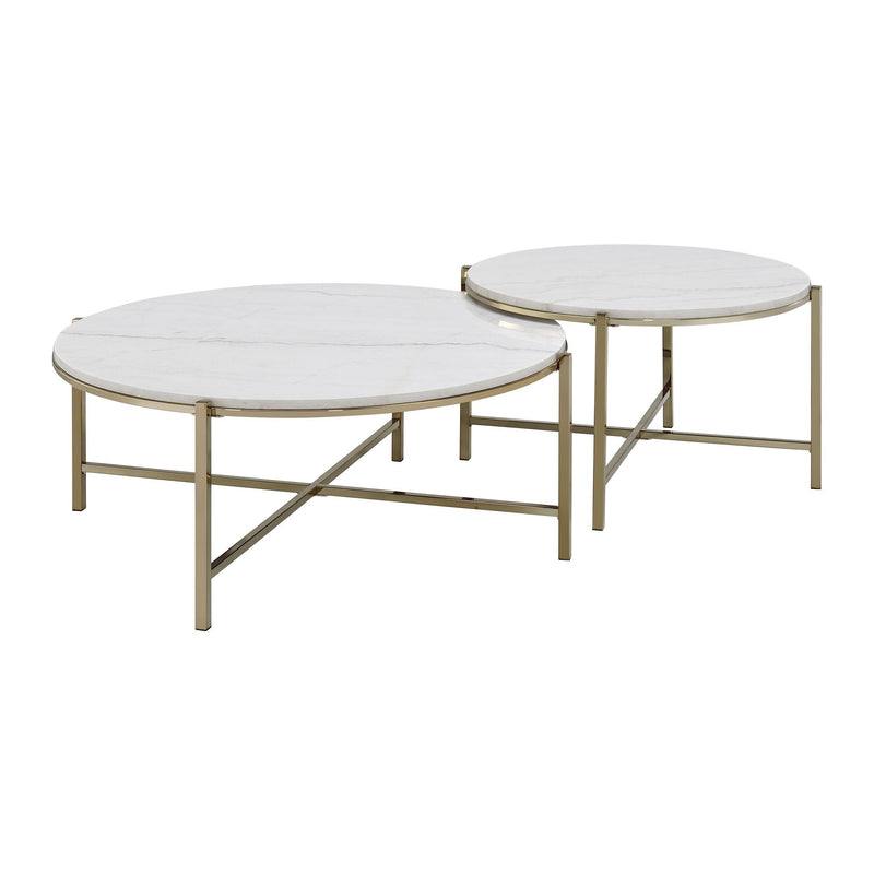 Zaidee Marble Top Nickel Nesting Table Set - White, photo 4 of 4