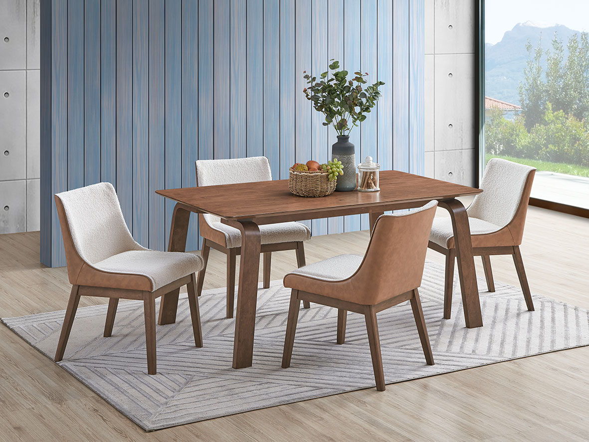 Ginny 5 Piece Dining Room Set with Side Chairs - Walnut, photo 4 of 4