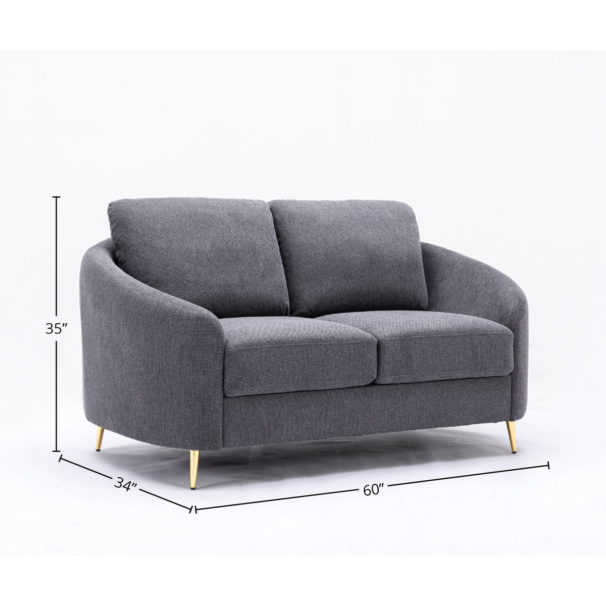 Yuina Linen Loveseat - Gray, photo 4 of 4