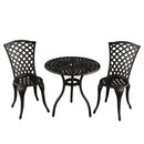 Modern Outdoor Patio Garden Aluminum 3 Piece Bistro Set in Sand Black
